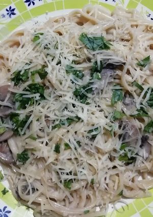 Una foto de Pastas con portobello cremosas sin crema en 20 minutos