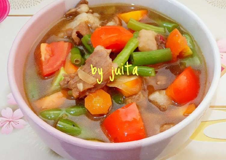 Resep Asem-asem daging dan buncis Anti Gagal