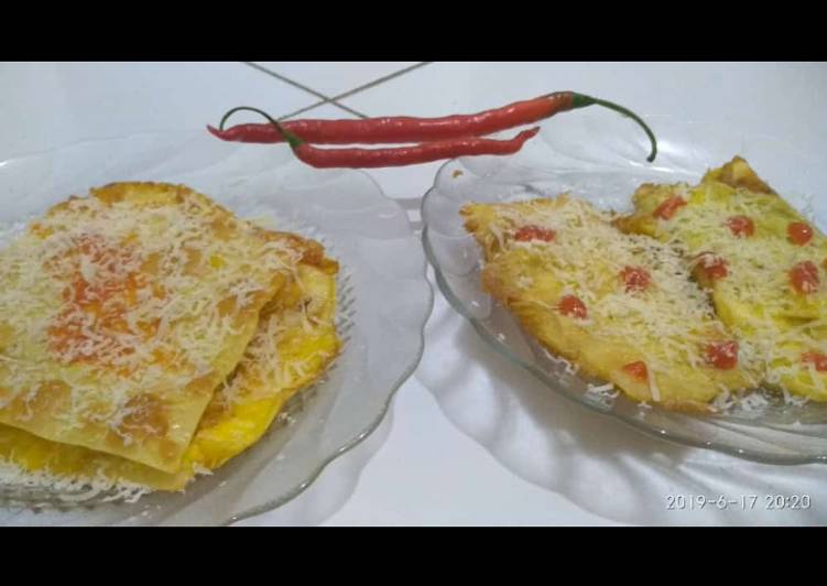 Pangsit tutup telor keju