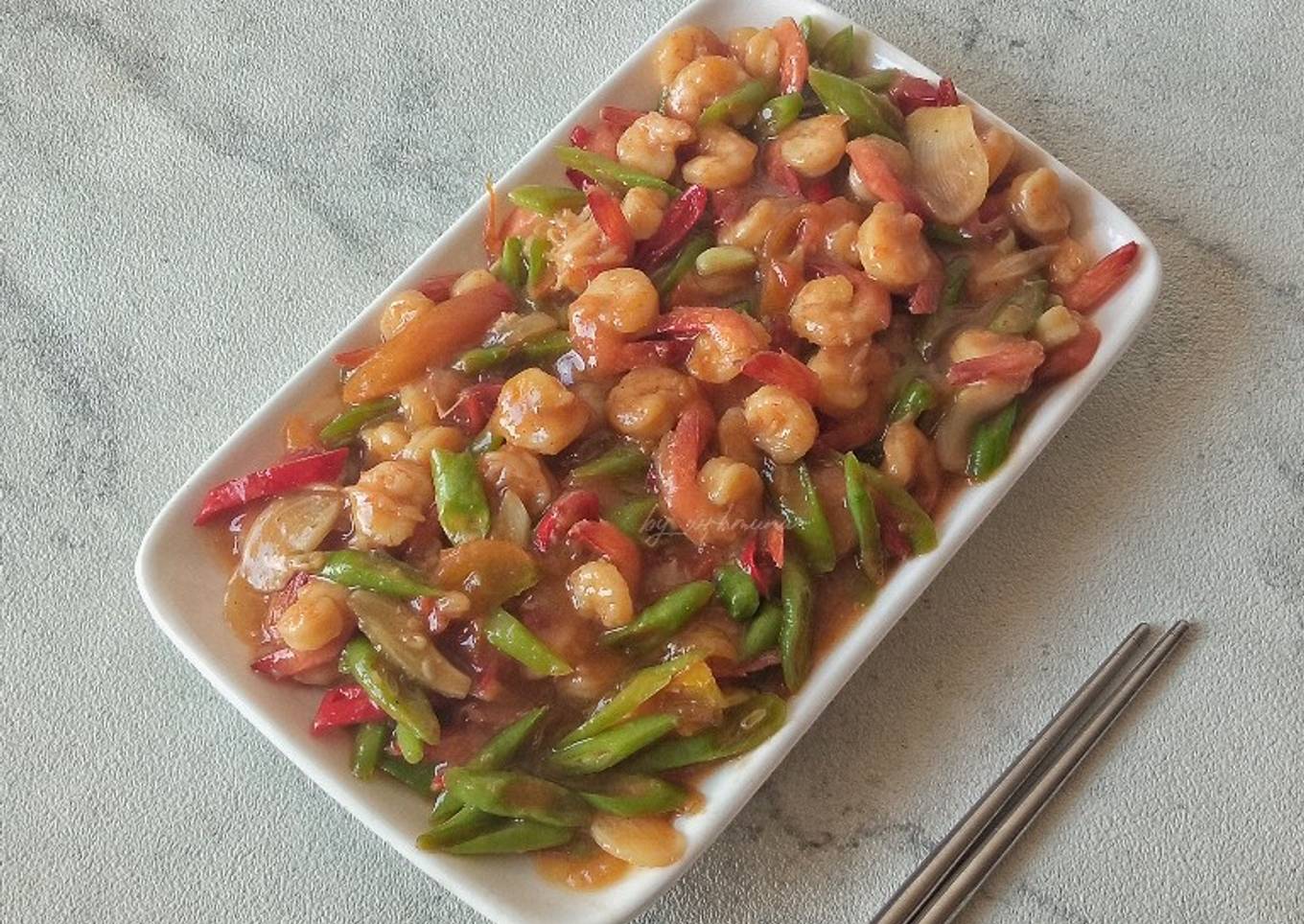 Tumis Udang Buncis Saos Tiram