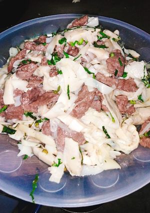 Hình của món Măng tươi xào thịt bò.