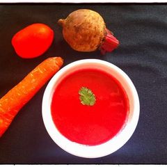 Tomato Carrot Beetroot Soup A picture of Tomato Carrot Beetroot Soup.