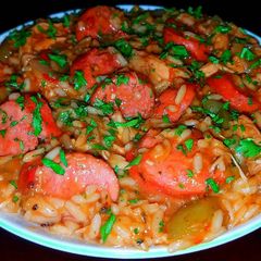 A picture of Mike's Chicken & Sausage Jambalaya.