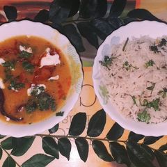 A picture of Daal Makhni and Jeera Rice.