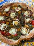 Filo Tart with Onion, Goat Cheese, and Tricolor Peppers
