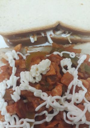 A picture of Chicken tikka cheese sandwiches 😊.