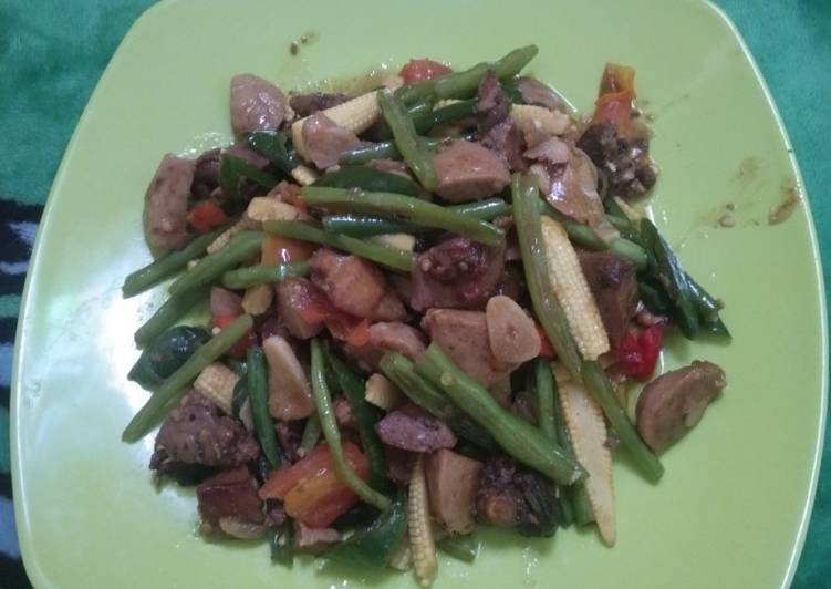 Tumis buncis jagung muda