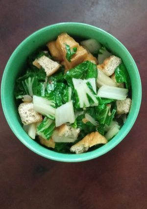 Foto resep Tumis sawi + tahu pong