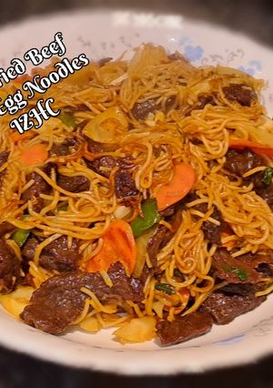 A picture of 🍜Stir Fried Beef with Egg Noodles🍜.