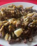 Mollejas con judías y patata