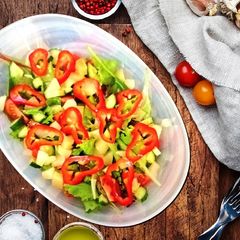 A picture of Light vegetable salad with pear.