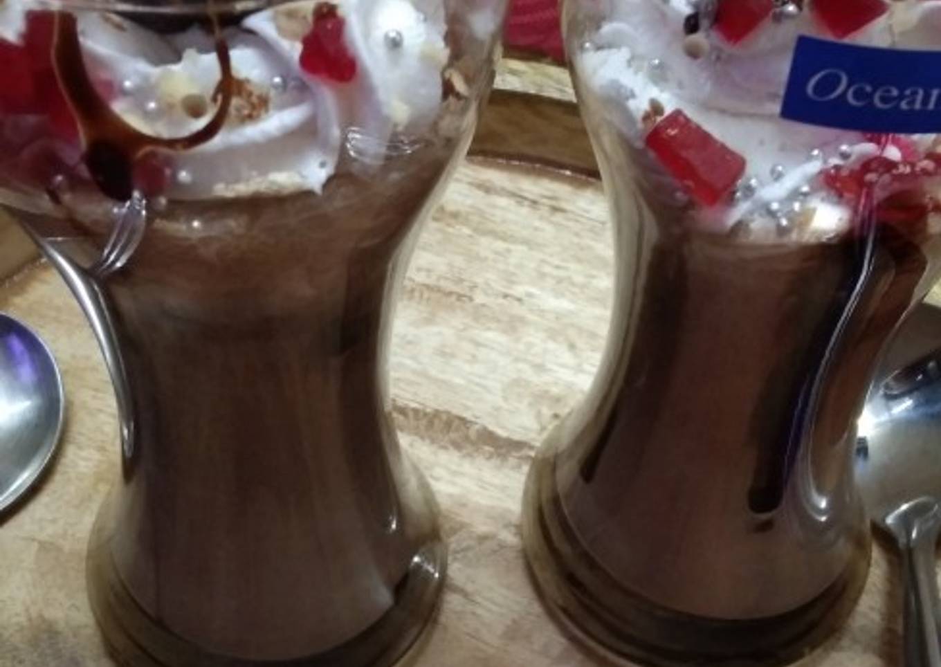 Chocolate milkshake with cream