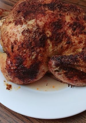 A picture of Beer can chicken in the oven#mycookbook.
