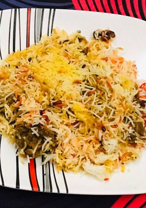 A picture of Hyderabadi mutton biryani.