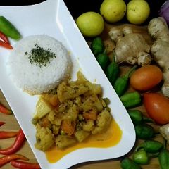 A picture of Mix Vegetable with plane Rice #CookpadApp.