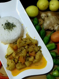 A picture of Mix Vegetable with plane Rice #CookpadApp.