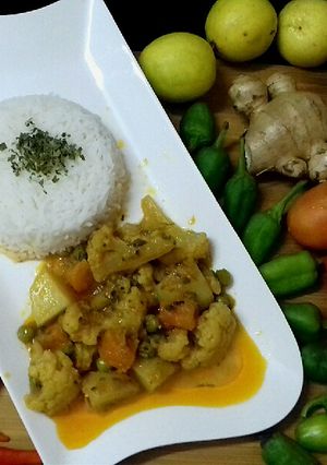 A picture of Mix Vegetable with plane Rice #CookpadApp.