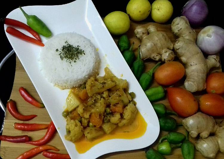 Steps to Prepare Perfect Mix Vegetable with plane Rice #CookpadApp