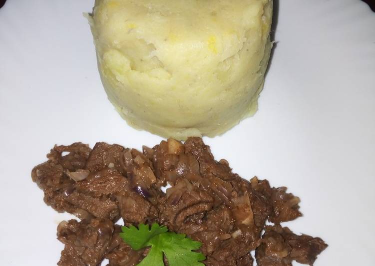 Mashed banana and potatoes