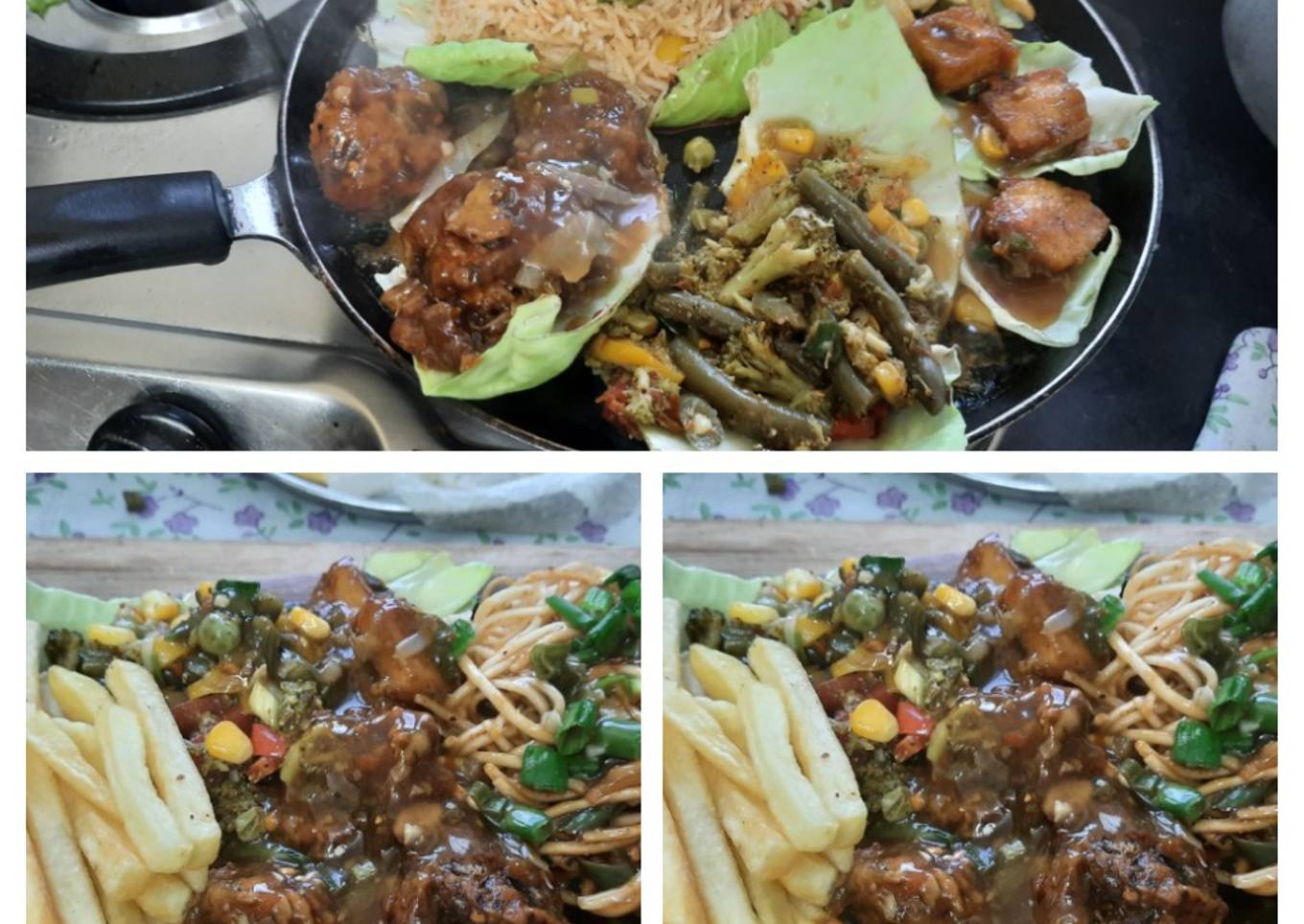 Veg Chinese Manchurian restaurant style indo Mexican sizzler