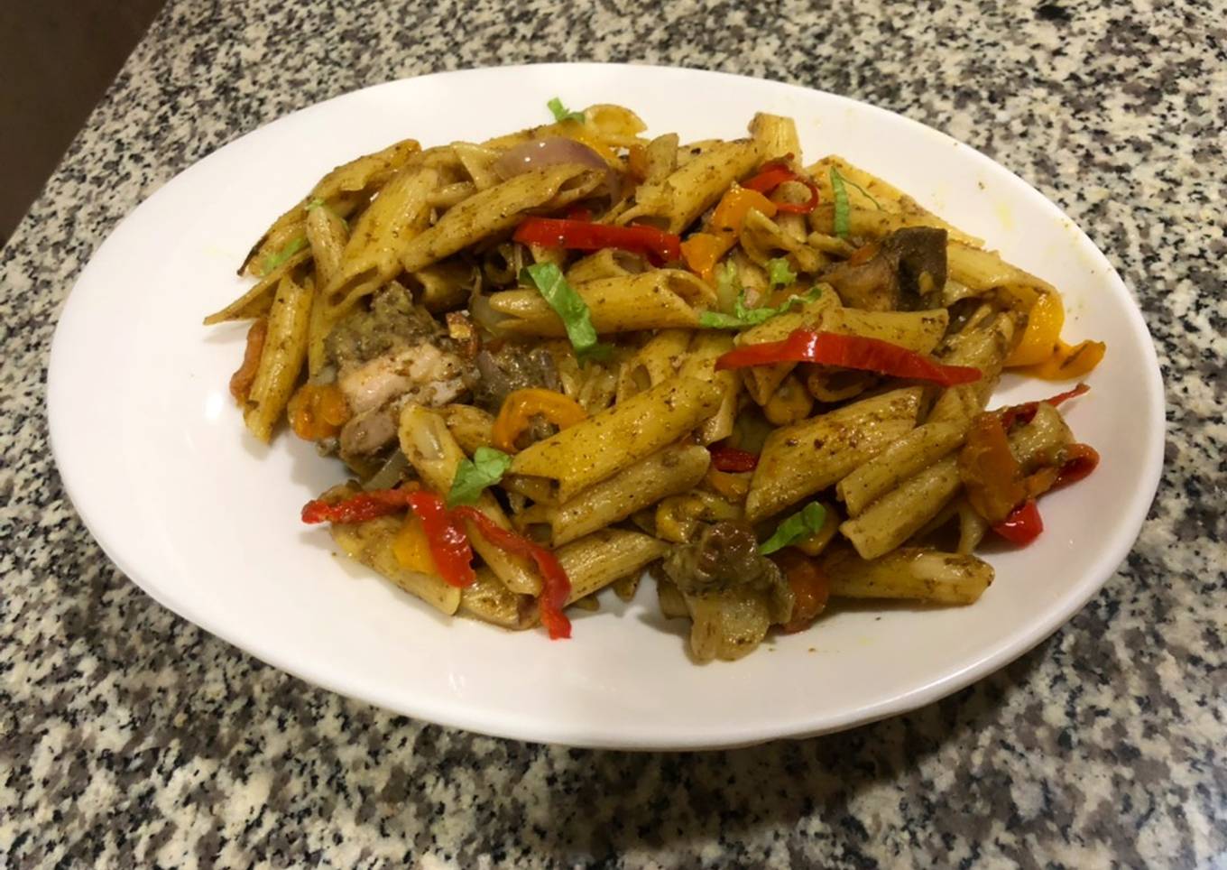 Mac and bell peppers stir fry
