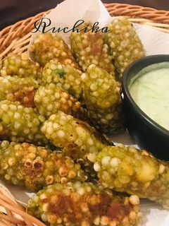 A picture of Green Sabudana Rolls.
