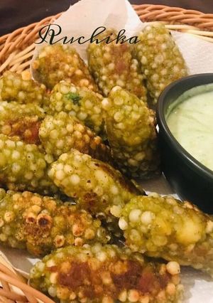A picture of Green Sabudana Rolls.