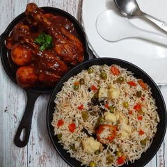 A picture of Veg Pulao with seasonal winter Vegetables.