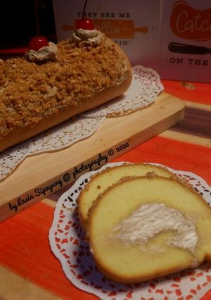 Foto resep Nougat Mocca Roll Cake (Bolu gulung nougat mocca)