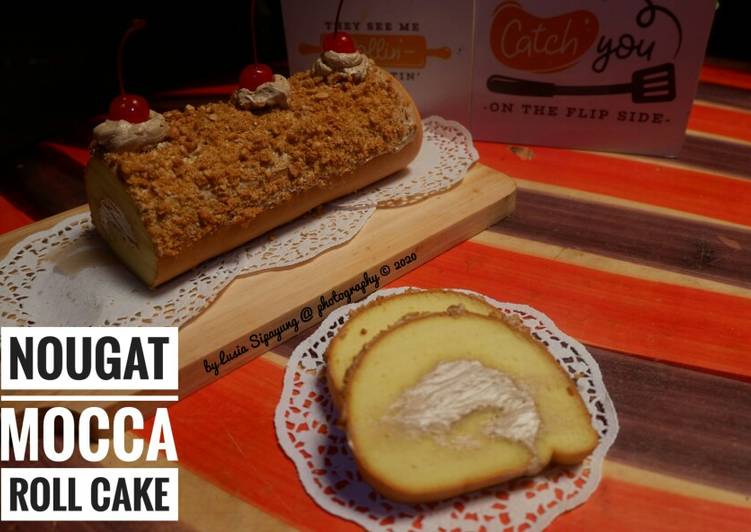 Langkah Mudah untuk Membuat Nougat Mocca Roll Cake (Bolu gulung nougat mocca) Anti Gagal