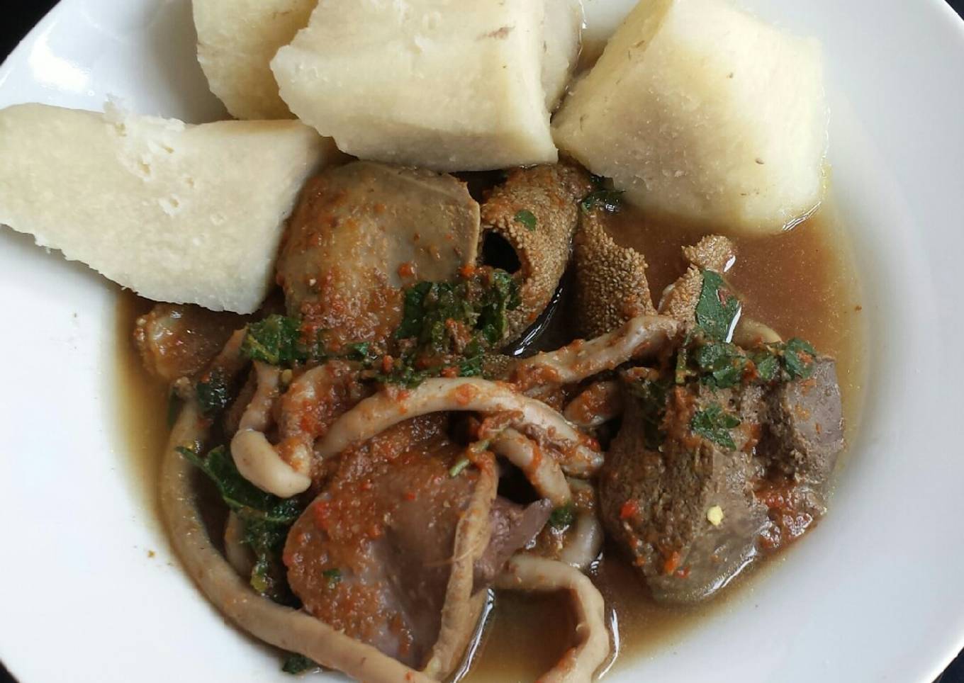 Goat offals pepper soup and offals