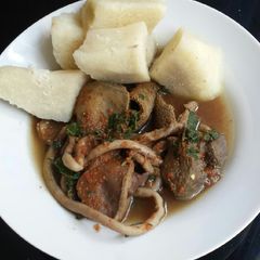 A picture of Goat offals pepper soup and offals.
