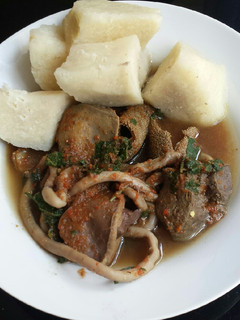 A picture of Goat offals pepper soup and offals.