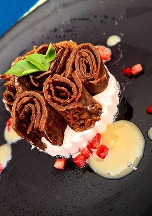 Una foto de Parfaits de Cocoa con Crema Bávaresa y Crema Inglesa