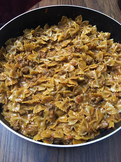 A picture of One pot beef taco pasta skillet.