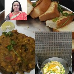 A picture of Pao bhaji with all vegetables.