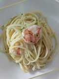 Linguine con gamberi e prosecco