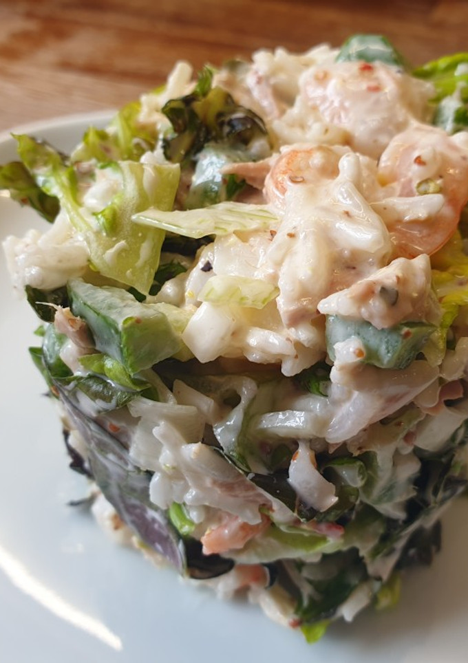Una foto de Ensalada de arroz con mayonesa de mostaza sin gluten