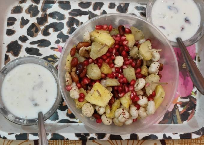 Sabudana kheer and mix fruit chaat