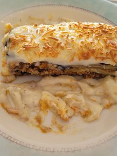 Una foto de Moussaka Griega con carne de cordero picada y con Thermomix