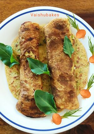 A picture of Stuffed Besan Chilla with veggies.