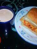 Egg sandwich and a cup of hot tea