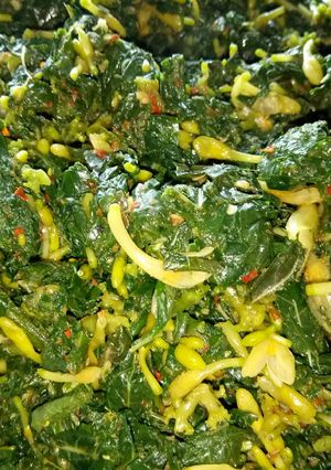Foto resep Tagas-tagas (daun kasbi(singkong)+bunga pepaya