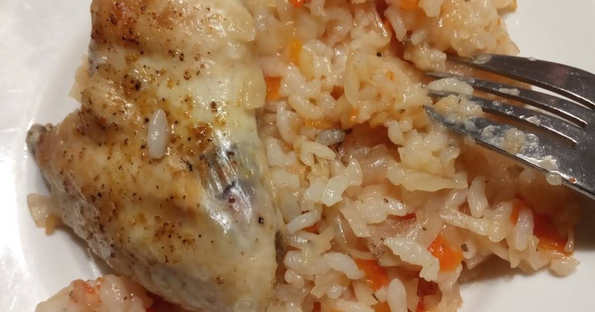 Рис с капустой в духовке с курицей.