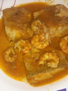 Una foto de Bacalao a la roteña con gambas