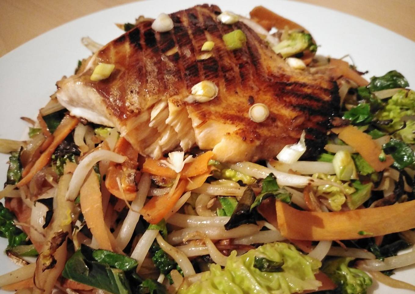 Vickys Teriyaki Salmon Stir-Fry, GF DF EF SF NF