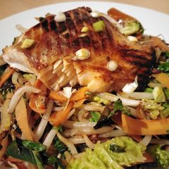 A picture of Vickys Teriyaki Salmon Stir-Fry, GF DF EF SF NF.