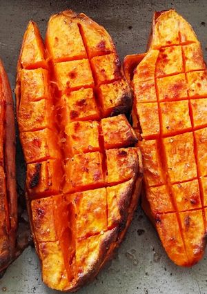 A picture of Caramelized Baked Sweet Potatoes EASY.