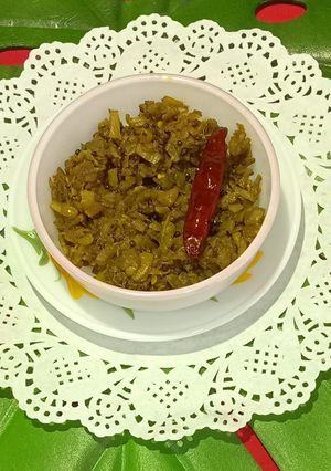 A picture of Thor (Banana Stem) Bhaja Bengali Style.