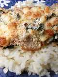 Pescado relleno de 3 quesos y espinacas